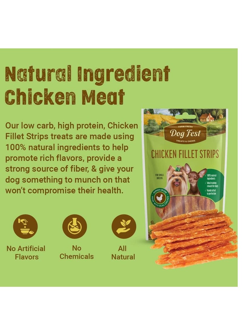 Dog Fest - Chicken Fillet Strips Handcrafted Treats For Mini And Small Dogs 3X55g - Image 1
