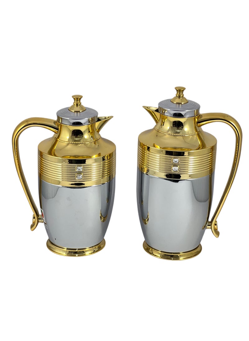 Home Maker Flask 0.75L/1L 2-Piece Set - Stainless Steel Silver/Green  - Image 2