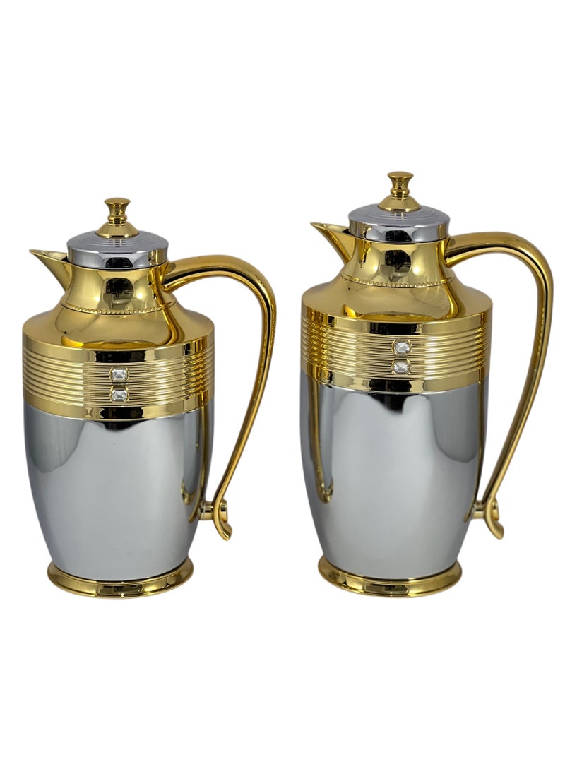 Home Maker Flask 0.75L/1L 2-Piece Set - Stainless Steel Silver/Green  - Image 3