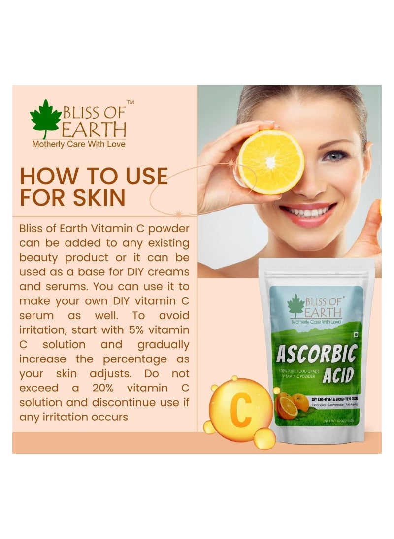 BLISS OF EARTH Bliss of Earth 4 oz Ascorbic Acid Powder Pure Food Grade Vitamin C Rich Powder For Skin face Cosmetic & DIY Products 113GM  - Image 2