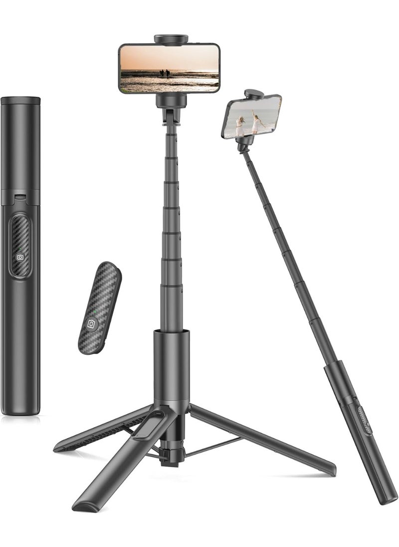 Rosh Upgraded Selfie Stick Tripod, 360° Unlimited Rotating Phone Tripod Stand, 1460mm Extendable All-in-1 Aluminum Tripod with Wireless Remote for all Phone Selfies/Live/Video Recording/Travel-Black  - Image 1