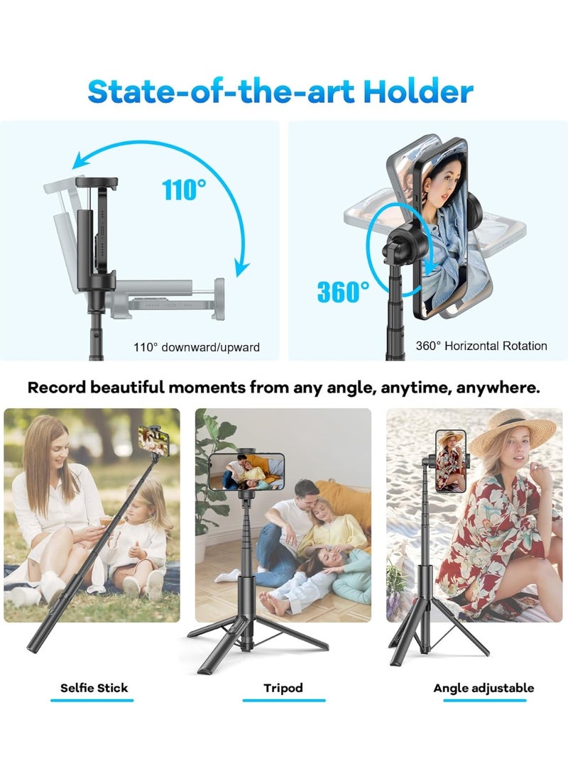 Rosh Upgraded Selfie Stick Tripod, 360° Unlimited Rotating Phone Tripod Stand, 1460mm Extendable All-in-1 Aluminum Tripod with Wireless Remote for all Phone Selfies/Live/Video Recording/Travel-Black  - Image 2