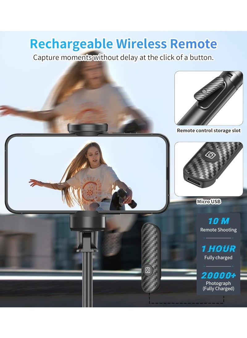Rosh Upgraded Selfie Stick Tripod, 360° Unlimited Rotating Phone Tripod Stand, 1460mm Extendable All-in-1 Aluminum Tripod with Wireless Remote for all Phone Selfies/Live/Video Recording/Travel-Black  - Image 5