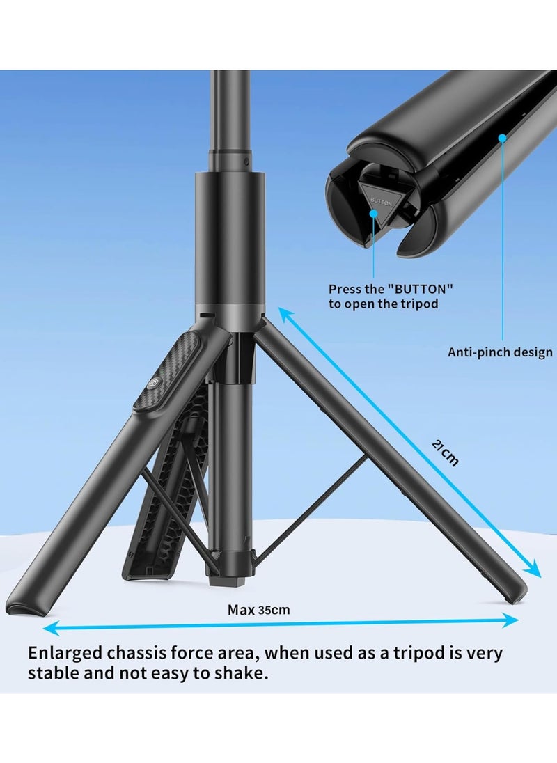 Rosh Upgraded Selfie Stick Tripod, 360° Unlimited Rotating Phone Tripod Stand, 1460mm Extendable All-in-1 Aluminum Tripod with Wireless Remote for all Phone Selfies/Live/Video Recording/Travel-Black  - Image 3