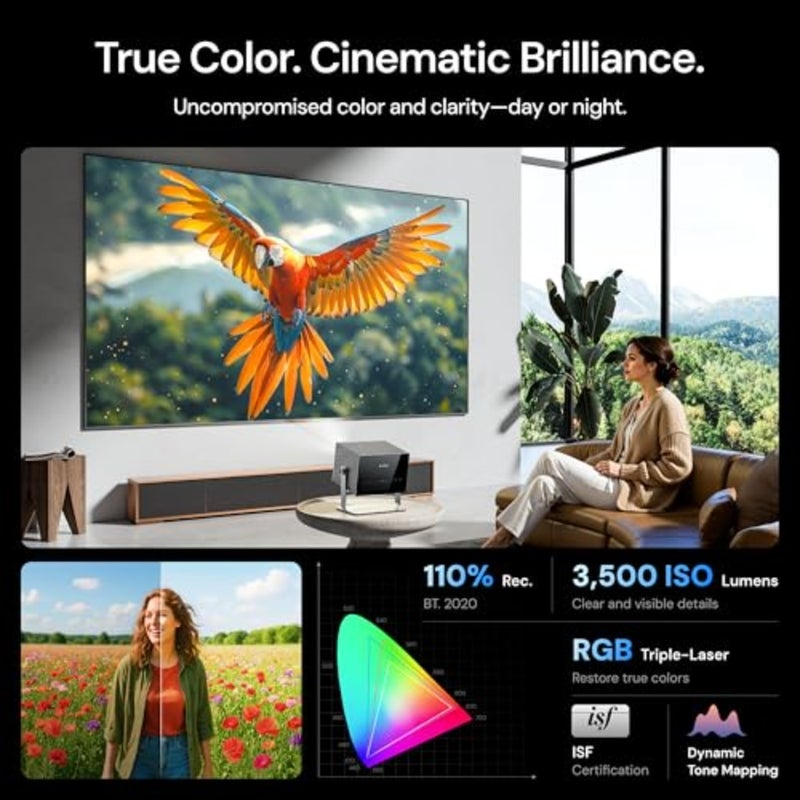 VisionMaster Max 4K Laser Projector, 3500 ISO Lumens, Anti-RBE, Speckle-Reduction, Flagship Black Level, 0.9 2.0:1 External Optical Zoom, 300", IMAX Enhanced, HDR10+, 3D, Gigabit 4ms 240Hz - Image 4