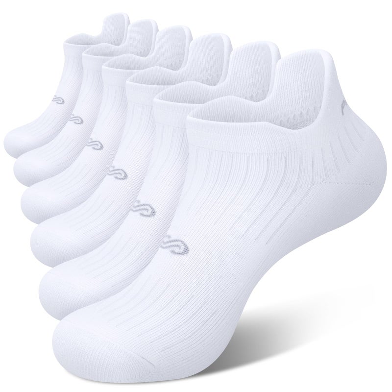 PAPLUS 6 Pairs Running Socks Men and Women - Cushioned Moisture Wicking Anti-Blister Mens Ankle Socks (white) - Image 1