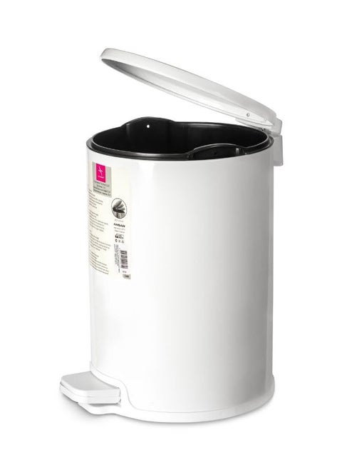 Primanova Turkish Basket Stainless Steel Trash Can With Soft Close And Pedal12 Liter -White