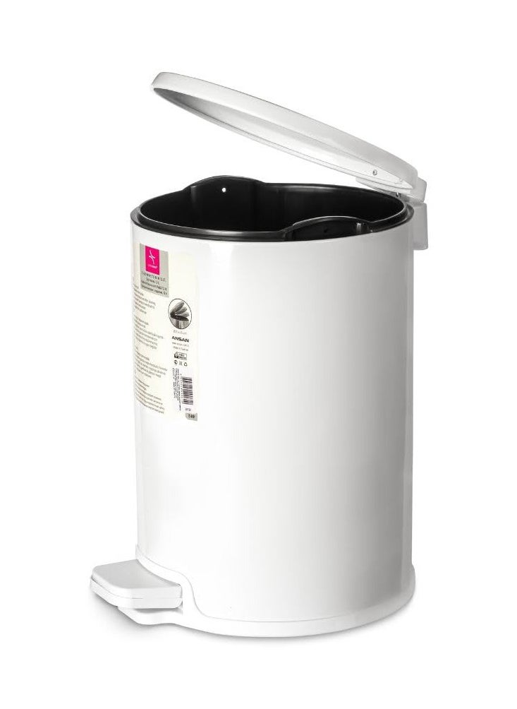 Primanova - Primanova Turkish Basket Stainless Steel Trash Can With Soft Close And Pedal12 Liter -White - Image 1