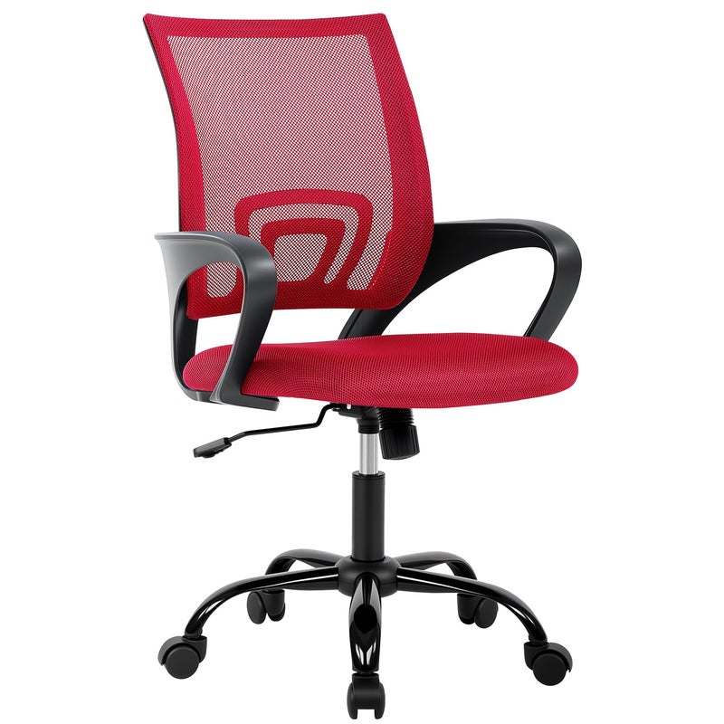 BestOffice Office Chair Ergonomic Cheap Desk Chair Mesh Computer Chair Lumbar Support Modern Executive Adjustable Stool Rolling Swivel Chair for Back Pain (Red)