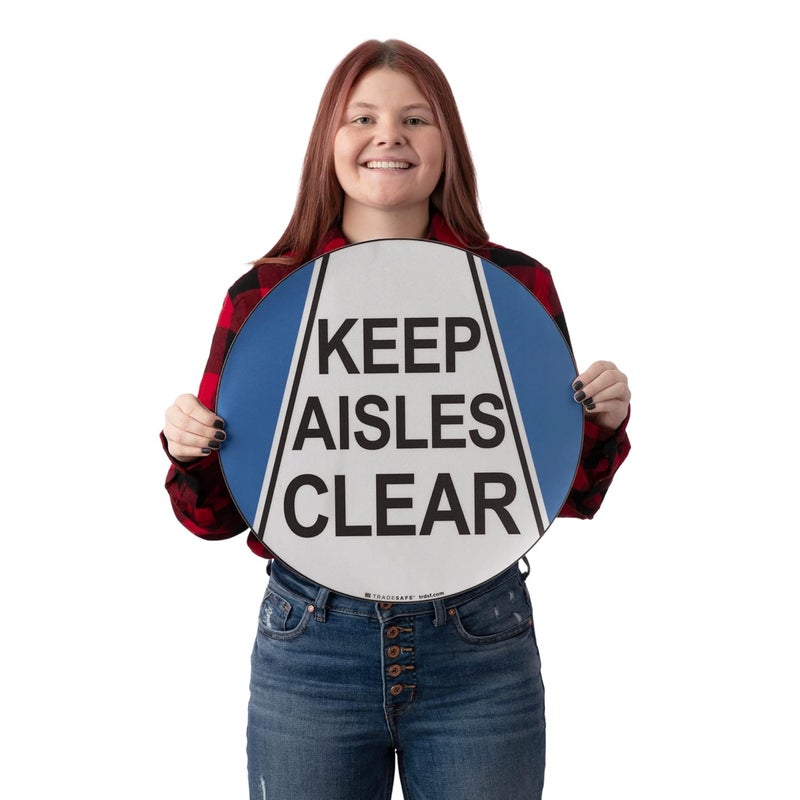 TRADESAFE Keep Aisles Clear Anti-Slip Floor Sticker - Keep Clear Floor Sign, Peel and Stick Adhesive Vinyl Sign, ANSI-Compliant, 17” Diameter Round Sticker - Image 2