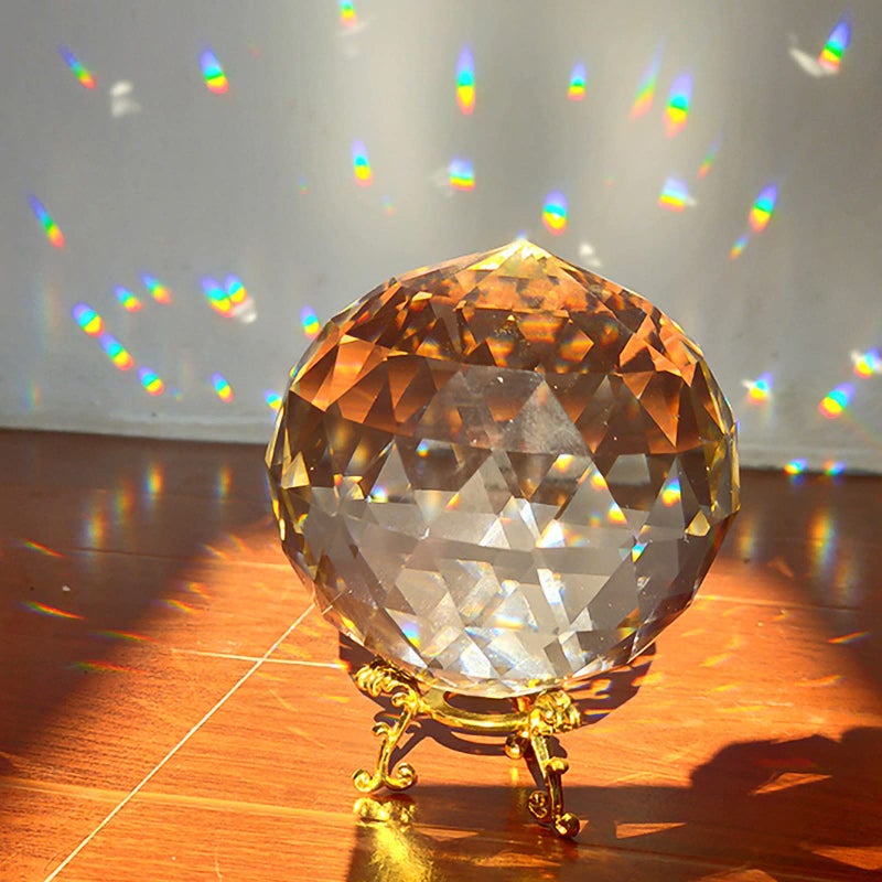 Tirifer Clear Glass Crystal Ball Prisms with Stand, Window Rainbow Maker Sphere Faceted Gazing Ball for Home DÃ©cor, Christmas, Wedding, Suncatcher (120mm/4.72in) - Image 5