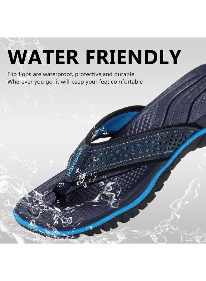 OUSIMEN Flip Flops for Men PU Leather Comfortable and Light Weight Slippers Sandals for Indoor Outdoor Beach - Image 5
