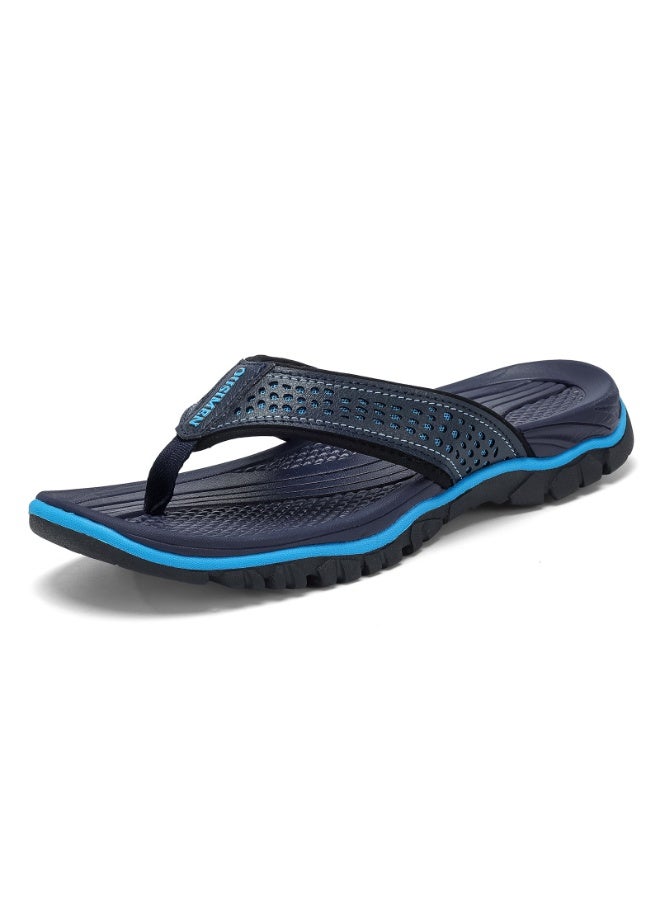 OUSIMEN Flip Flops for Men PU Leather Comfortable and Light Weight Slippers Sandals for Indoor Outdoor Beach - Image 1