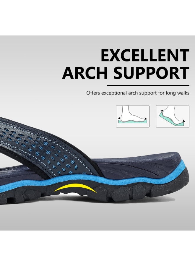 OUSIMEN Flip Flops for Men PU Leather Comfortable and Light Weight Slippers Sandals for Indoor Outdoor Beach - Image 3
