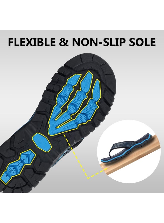 OUSIMEN Flip Flops for Men PU Leather Comfortable and Light Weight Slippers Sandals for Indoor Outdoor Beach - Image 2