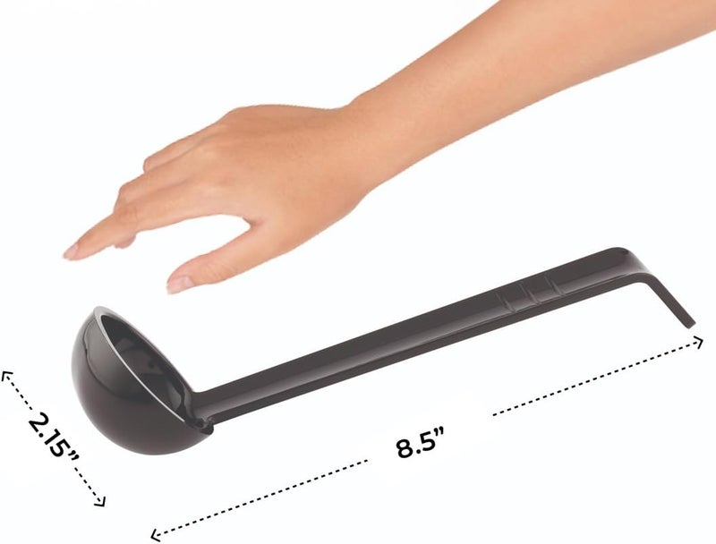 Restaurantware Restaurantware 1 Ounce Serving Ladle 1 Hook Handle Portion Ladle  DishwasherSafe Reusable Black Plastic Gravy Ladle For Stirring Pouring And Serving  - Image 5