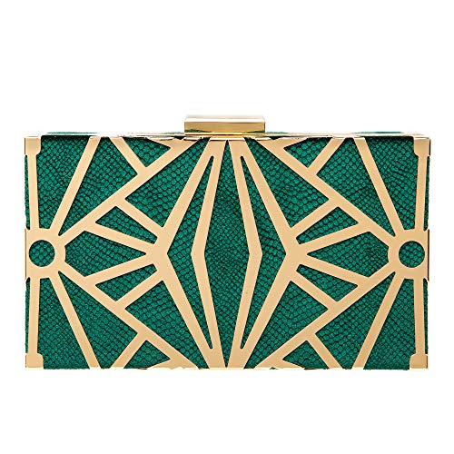 CARIEDO Women Evening Bag Elegant Clutch Purse Exquisite Velvet Metal Hollow out Handbags Prom Wedding Party (Green) - Image 1