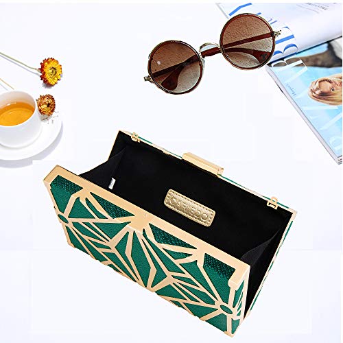 CARIEDO Women Evening Bag Elegant Clutch Purse Exquisite Velvet Metal Hollow out Handbags Prom Wedding Party (Green) - Image 4