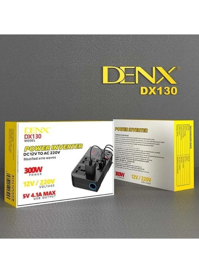 توصيلة للسيارة مدخل الولاعة محول طاقة للسيارة 12 فولت الى 220 بقوة 300 واط متعددة DX130 DENX