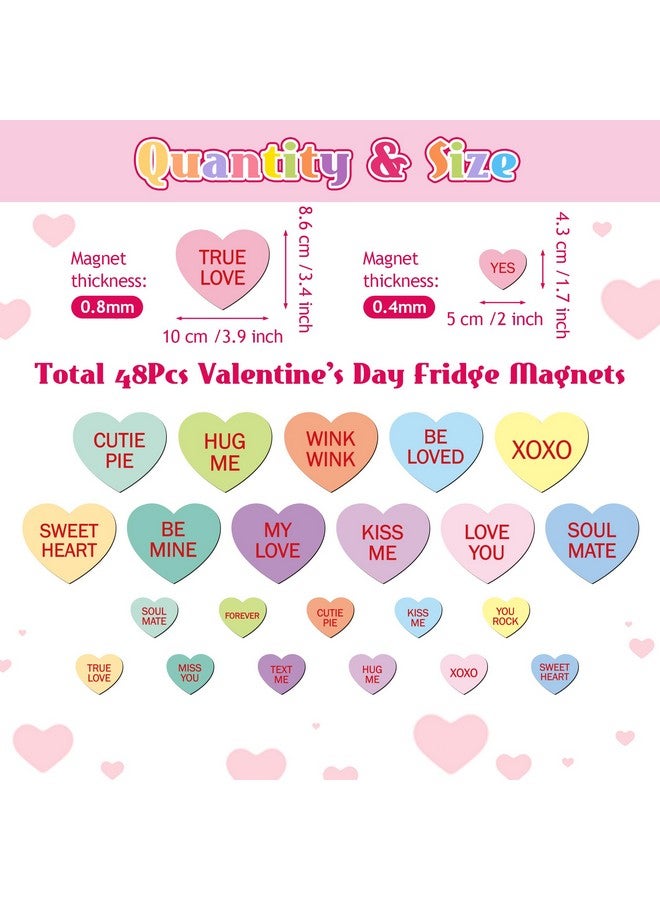 MALLMALL6 MALLMALL6 48Pcs Valentine's Day Fridge Magnets Valentines Refrigerator Decor Sweet Heart Magnetic Sticker with XOXO for Valentine's Day Party Supplies Home Kitchen Office Locker Mailbox - Image 3