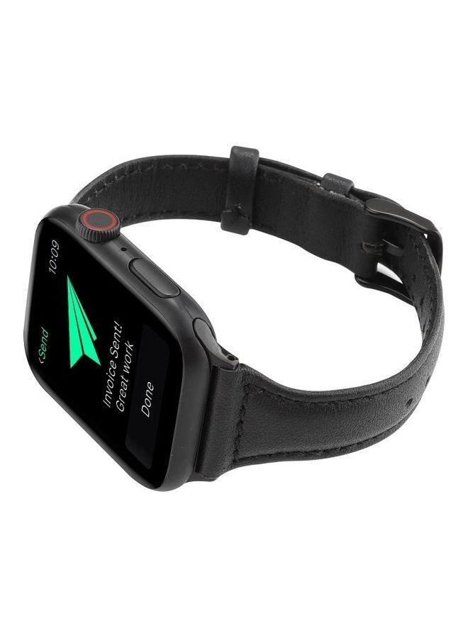 NIBEMINENT Horse Texture Genuine Leather Strap For Apple Watch Series 7/6/SE/5/4/3/2/1 41/40/38mm Black  - Image 4