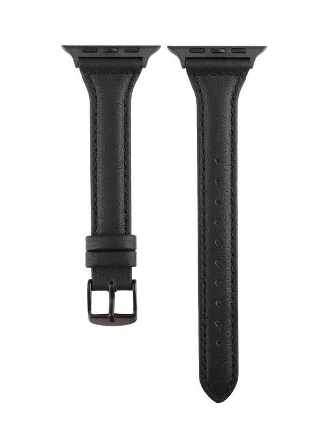 NIBEMINENT Horse Texture Genuine Leather Strap For Apple Watch Series 7/6/SE/5/4/3/2/1 41/40/38mm Black  - Image 2