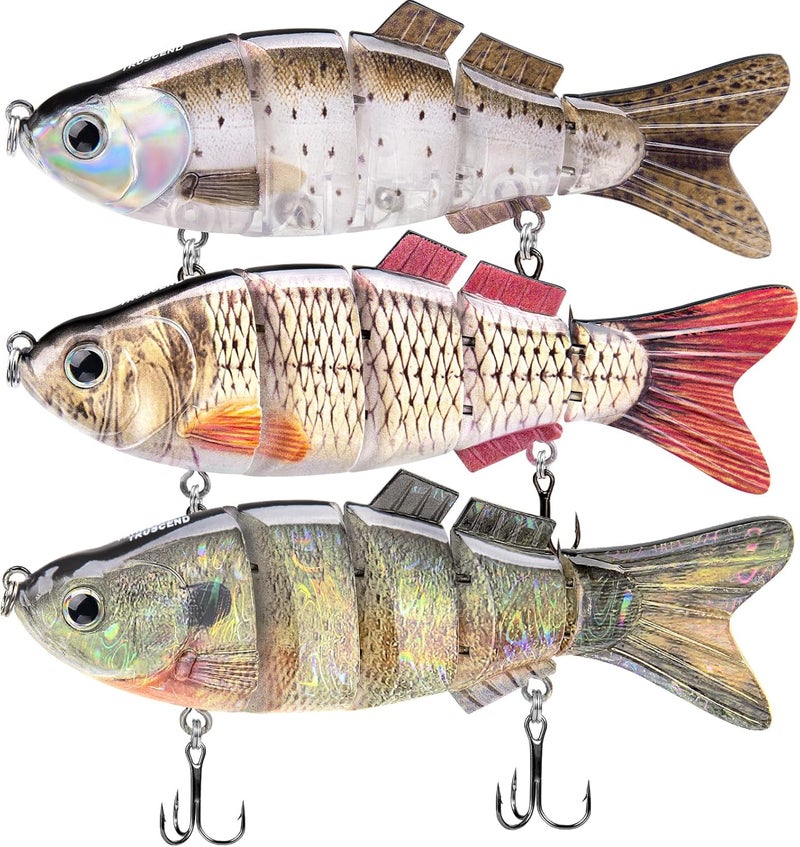 TRUSCEND Easy Catch Swimmax, Magic Noisy Turbulent Wiggling and Vibrating Actions for More Bites, Segmented Swimbait Jointed by Dyneema Strongest Fiber, Lifelike Fishing Lures for Relax Family Fishing - Image 1