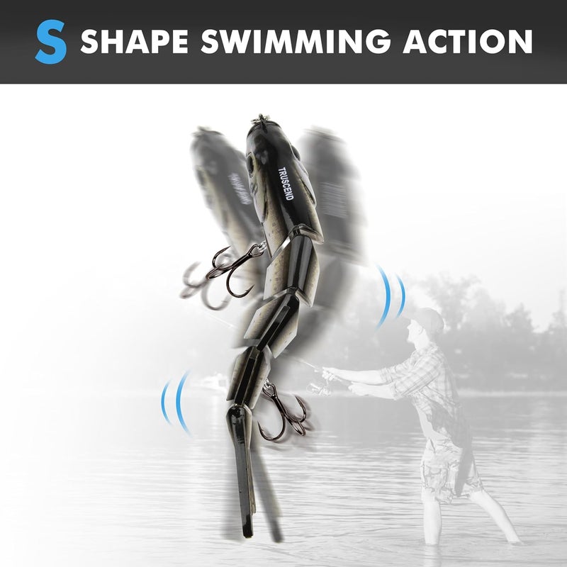 TRUSCEND Easy Catch Swimmax, Magic Noisy Turbulent Wiggling and Vibrating Actions for More Bites, Segmented Swimbait Jointed by Dyneema Strongest Fiber, Lifelike Fishing Lures for Relax Family Fishing - Image 2