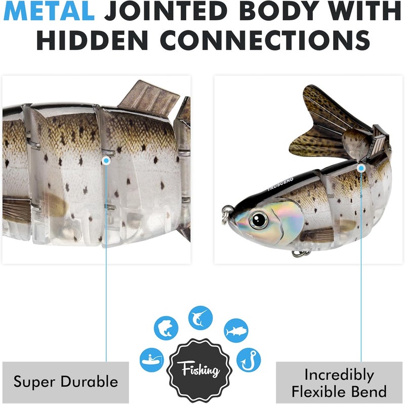 TRUSCEND Easy Catch Swimmax, Magic Noisy Turbulent Wiggling and Vibrating Actions for More Bites, Segmented Swimbait Jointed by Dyneema Strongest Fiber, Lifelike Fishing Lures for Relax Family Fishing - Image 3