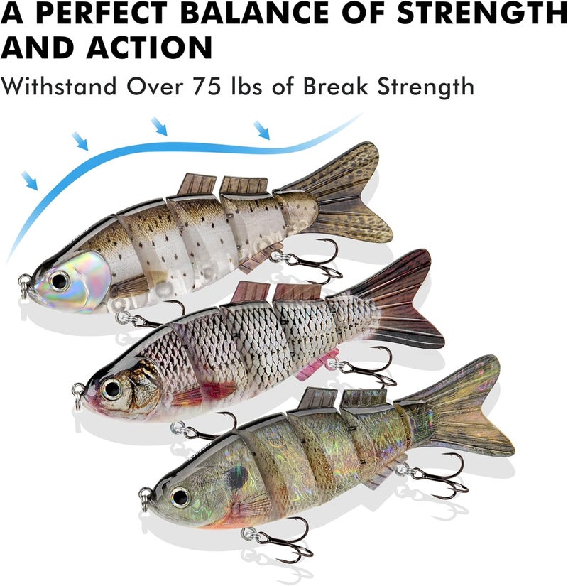 TRUSCEND Easy Catch Swimmax, Magic Noisy Turbulent Wiggling and Vibrating Actions for More Bites, Segmented Swimbait Jointed by Dyneema Strongest Fiber, Lifelike Fishing Lures for Relax Family Fishing - Image 4