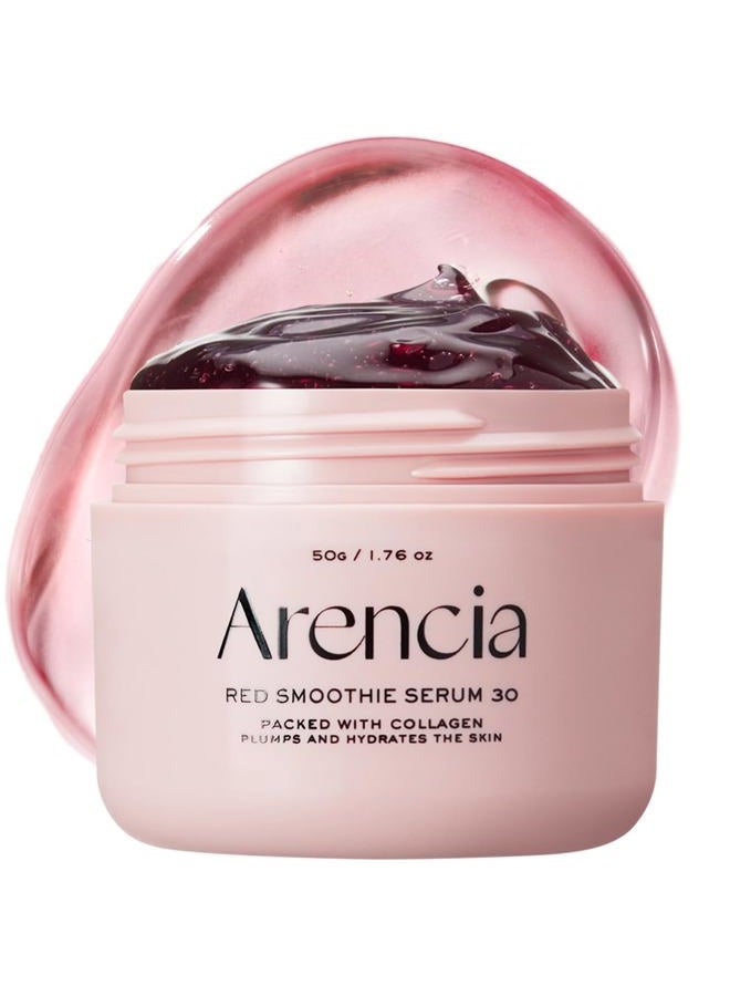 arencia سيروم قناع الوجه الأحمر السموذي الليلي من أرينسيا، متألق ومهدئ مع 30% كولاجين أحمر، نياسيناميد، ببتيد، فيتامين E - Image 1