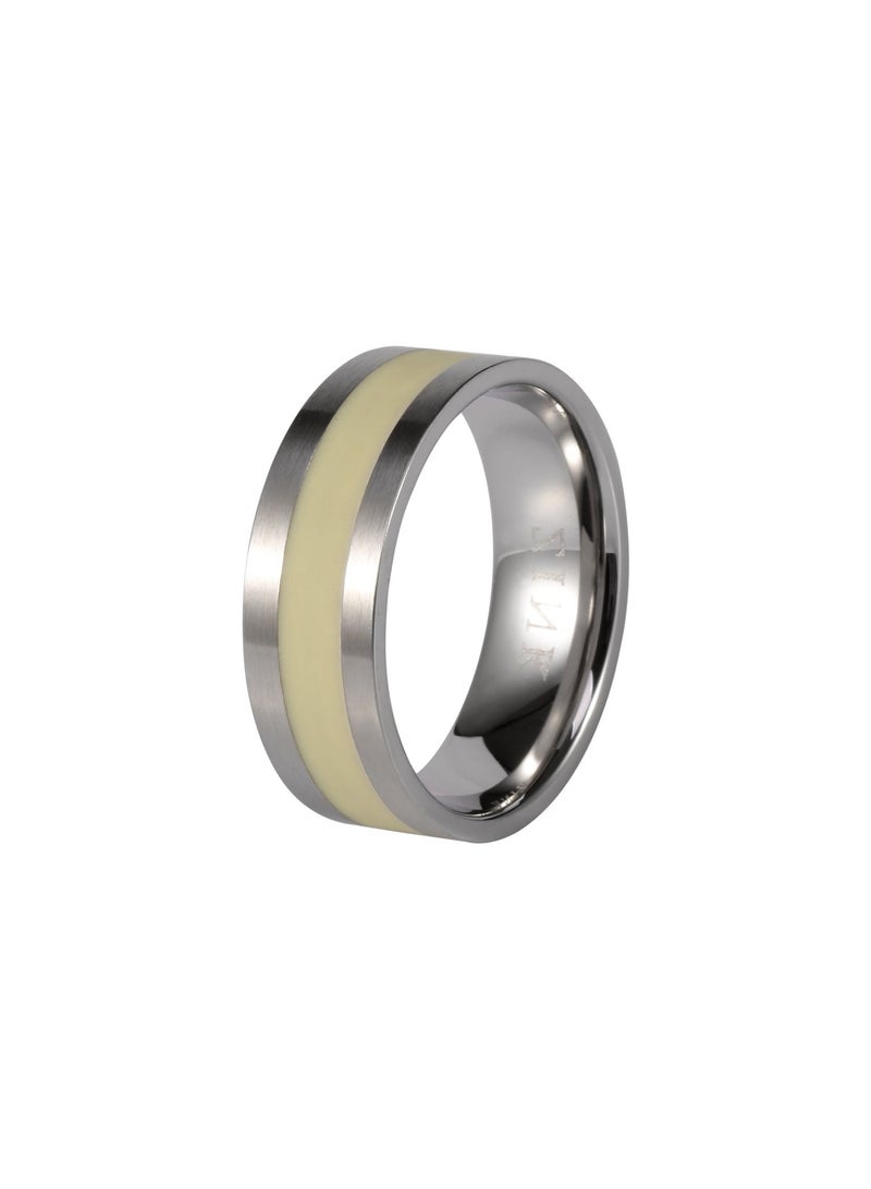 ZINK Men's Silver & Beige Stainless Steel Ring | ZJRG002SMW - Image 1