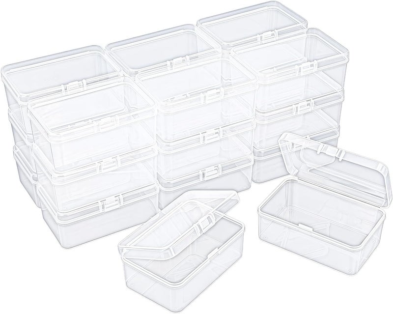 Thintinick 20 Pack Rectangular Clear Plastic Storage Containers Box with Hinged Lid for Beads and Other Small Craft Items (3.35 x 2.17 x 1.38 inch) - Image 1