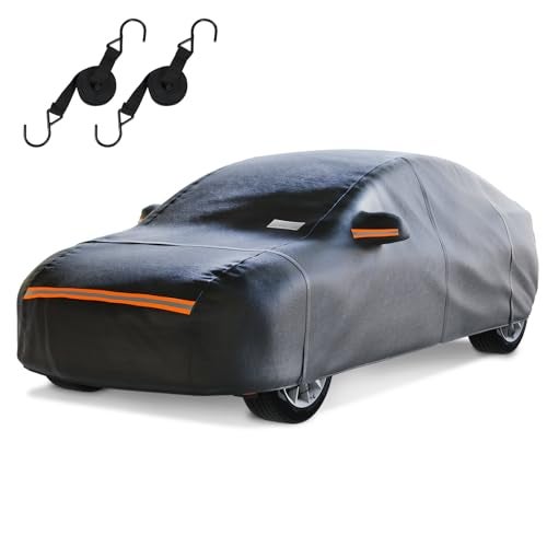 TATATOO Sedan Car Cover Waterproof All Weather for Automobiles，Outdoor Heavy Duty Full Exterior Covers with Zipper Door, Rain Sun Snow Dust UV Protection, Windproof Straps & Reflective Strips(Up to 189") - Image 1