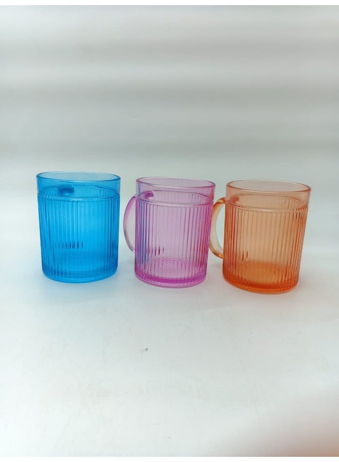 Genaric أكواب مضلعة زاهية (مجموعة من 3) - أزرق، وردي، برتقالي