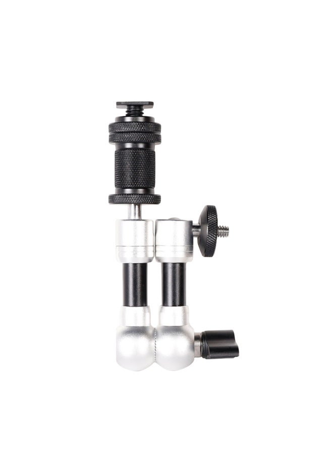Generic Double Ball Head Universal Bracket SLR Camera Monitor Magic Handle Strange Hand Hot Boot Bracket Pea Clip Strange Hand-Color:7inch Magic Hand Silver - Image 1