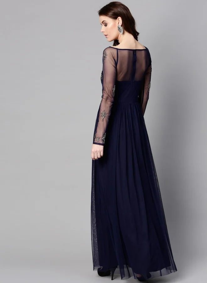 STREET 9 Navy Blue Embellished Maxi Dress for Women