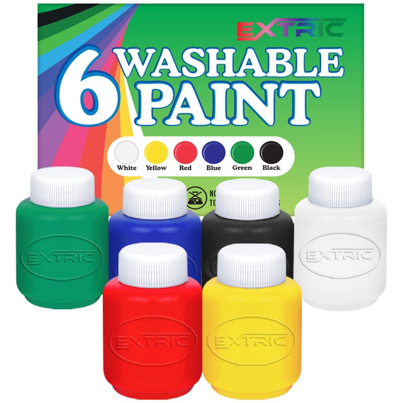 EXTRIC Washable Paint for Kids 6 Color NonToxic Tempera Kid Paint 2 oz Bottles Vibrant Pigments EasyClean Toddler Paints Kids Painting Set Arts and Crafts Supplies - Image 2