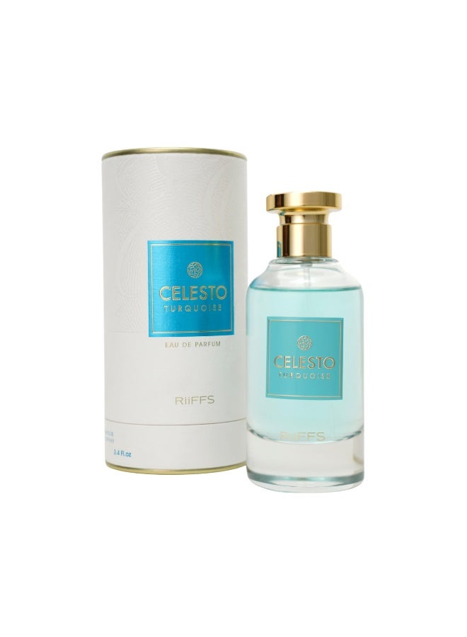 RiiFFS Celesto Turquoise Eau de Parfum for Men, 100ml, Long-Lasting Signature Scent, Crafted with Precision & Passion, Premium Notes, Suitable for Every Occasion - Image 1