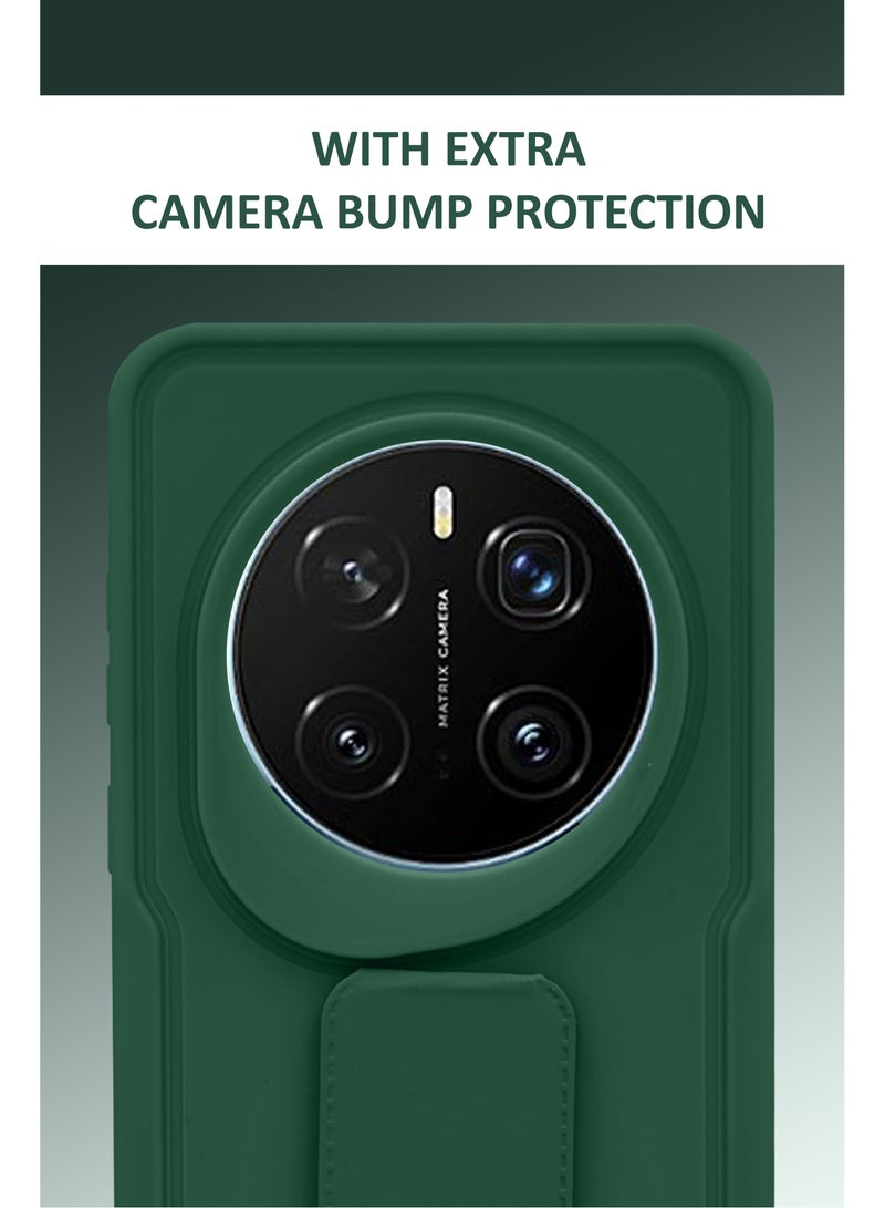 غطاء حماية سيليكون صلب مغناطيسي لجهاز For Honor Magic 7 Pro مع قاعدة قابلة للطي وحزام إصبع - أخضر - Image 3