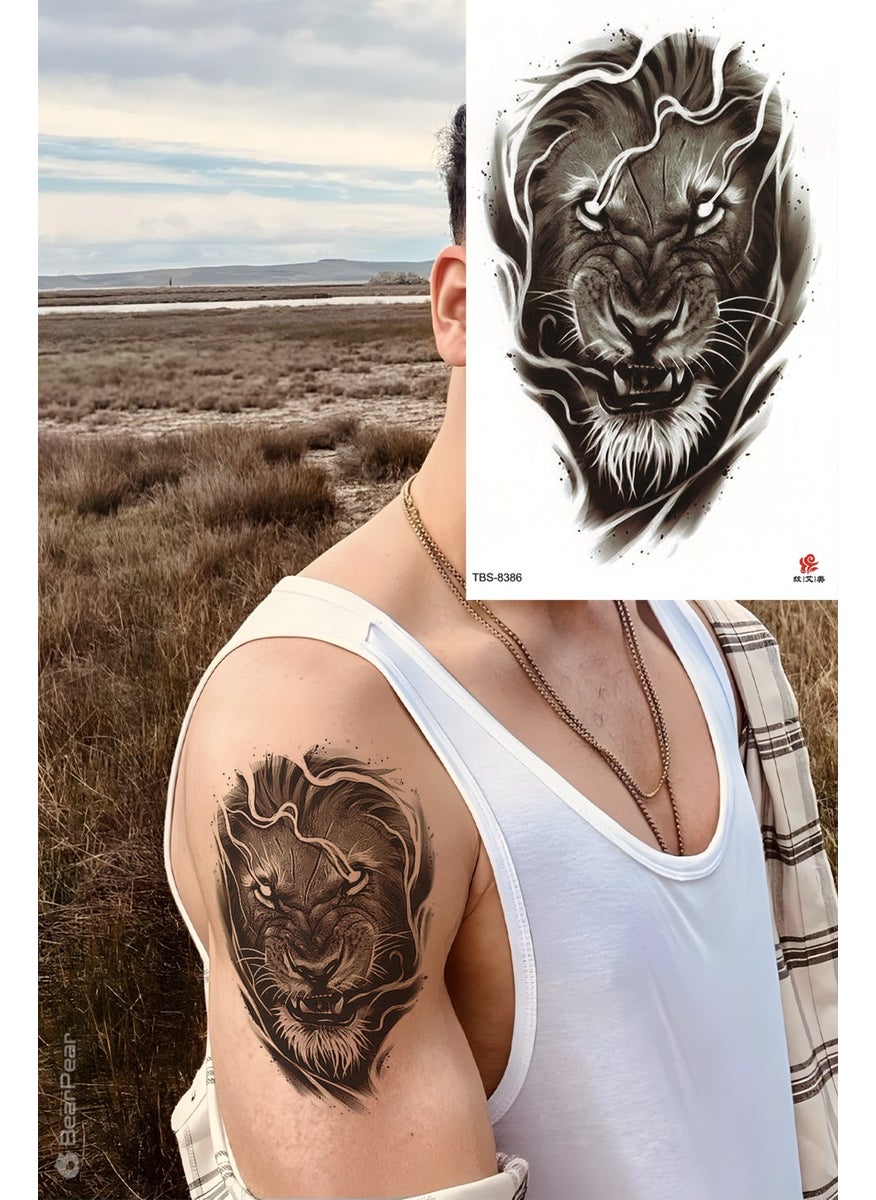 BP Tattoo - Lion Tattoo Temporary Tattoo Mens Tattoo - Image 1
