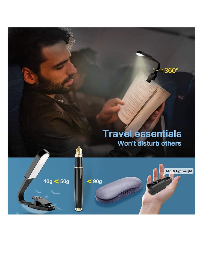 إكسفور Book Light, USB Rechargeable 3 Modes Stepless Dimming Flexible Clip Light for Reading at Night with Magnet Portable Eye Protection Reading Light for Camping Travel Train Book Laptop Tablet  - Image 4
