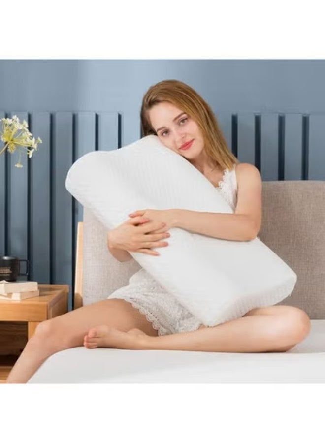 Contour Memory Foam Neck Pillow, Orthopedic Support for Neck Pain, Back and Stomach, Side Sleep, Anti-Snore, 2-Piece Set - Image 1