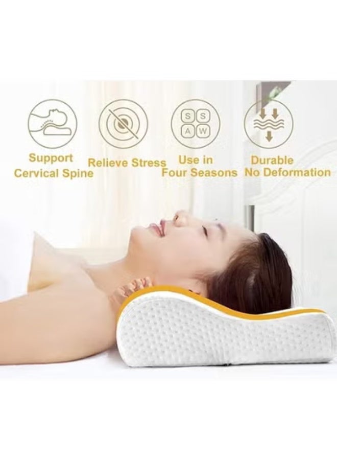 Contour Memory Foam Neck Pillow, Orthopedic Support for Neck Pain, Back and Stomach, Side Sleep, Anti-Snore, 2-Piece Set - Image 4