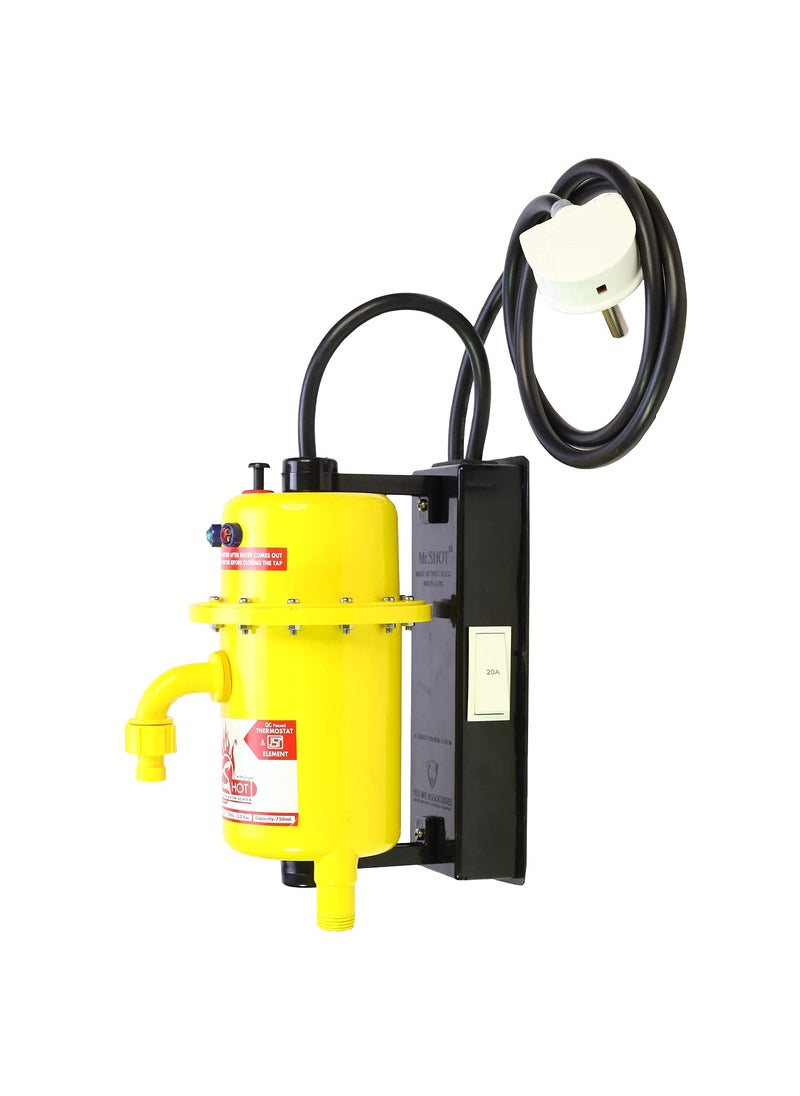 Mr.SHOT - MrSHOT Prime Instant Running Water Heater Made of First Class ABS Plasticwith On Off SwitchWater Inlet and Outlet Thread ModelManual Reset ModelColor Yellow - Image 1