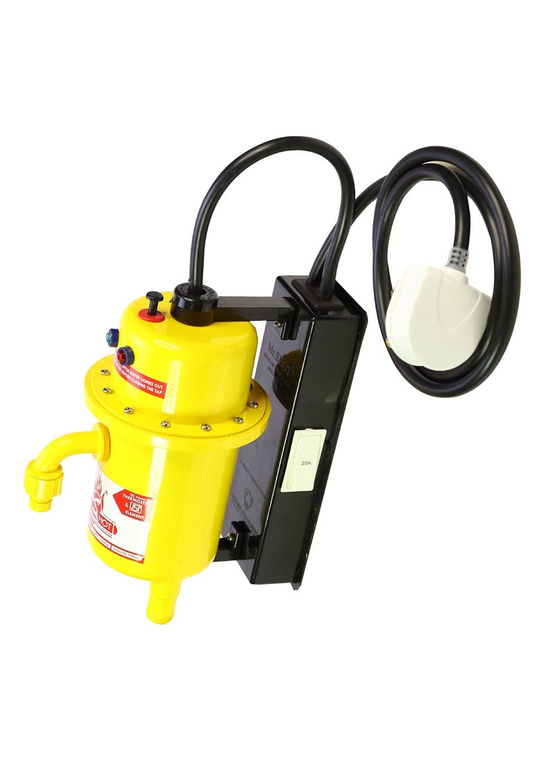 Mr.SHOT - MrSHOT Prime Instant Running Water Heater Made of First Class ABS Plasticwith On Off SwitchWater Inlet and Outlet Thread ModelManual Reset ModelColor Yellow - Image 1