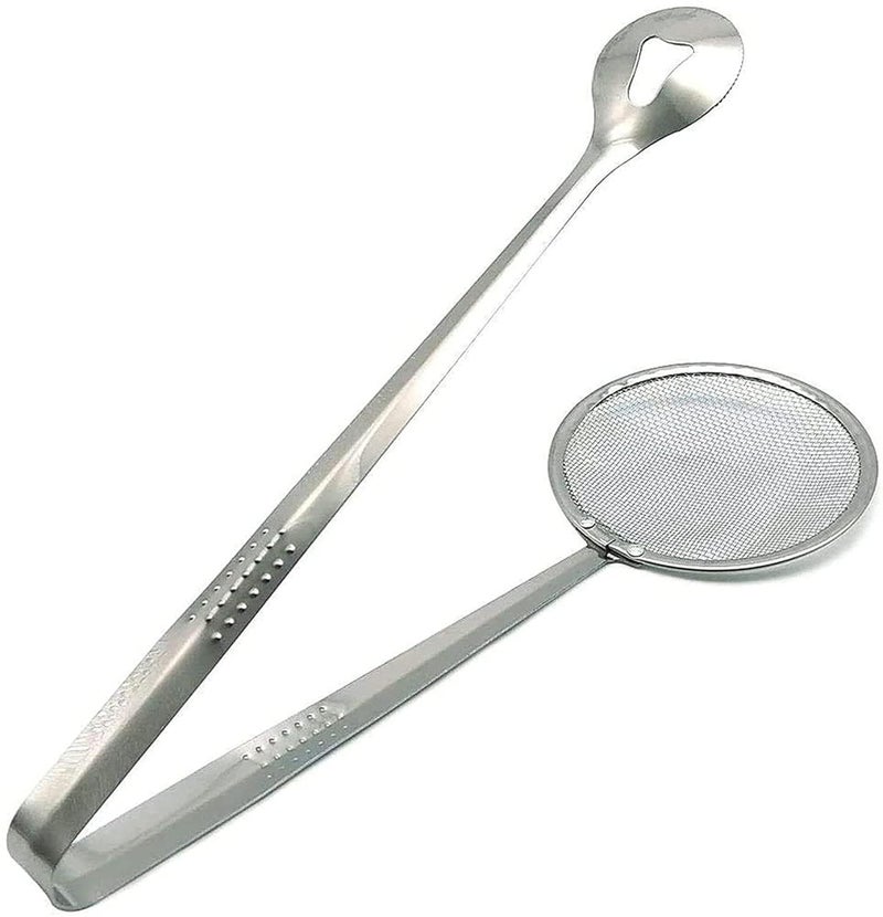 ATIPRIYA 2 in 1 MultiFunctional Fry Tool Filter Spoon Strainer with Clip Oil Frying BBQ Filter Stainless Steel Mesh Strainer Kitchen SilverPack of 1 - Image 4