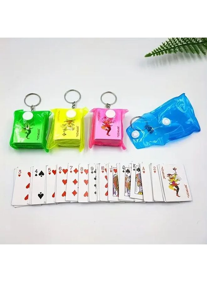 2pcs Mini Playing Card Poker Keychain Portable Board Game Random Color Gift - Image 2