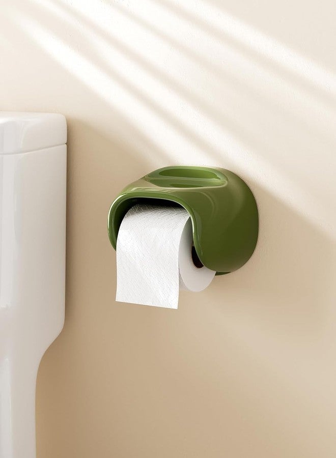 Topinon Self Adhesive Toilet Paper Holder for Bathroom with Mobile Stand, Wall Mounted Tissue Paper Holder, Toilet Paper Roll Holder for Bathroom, Bathroom Accessories (Olive Green) - Image 1