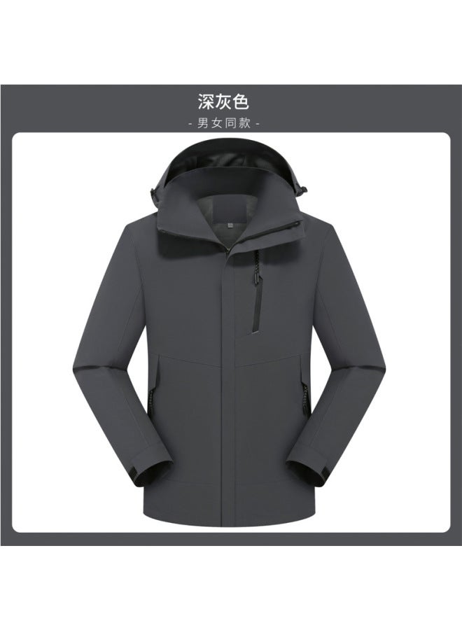 Men's And Women's Same Style Sports Outdoor Workwear Windproof Workwear Jacket Plus Velvet Liner Three-in-one Jacket Customization